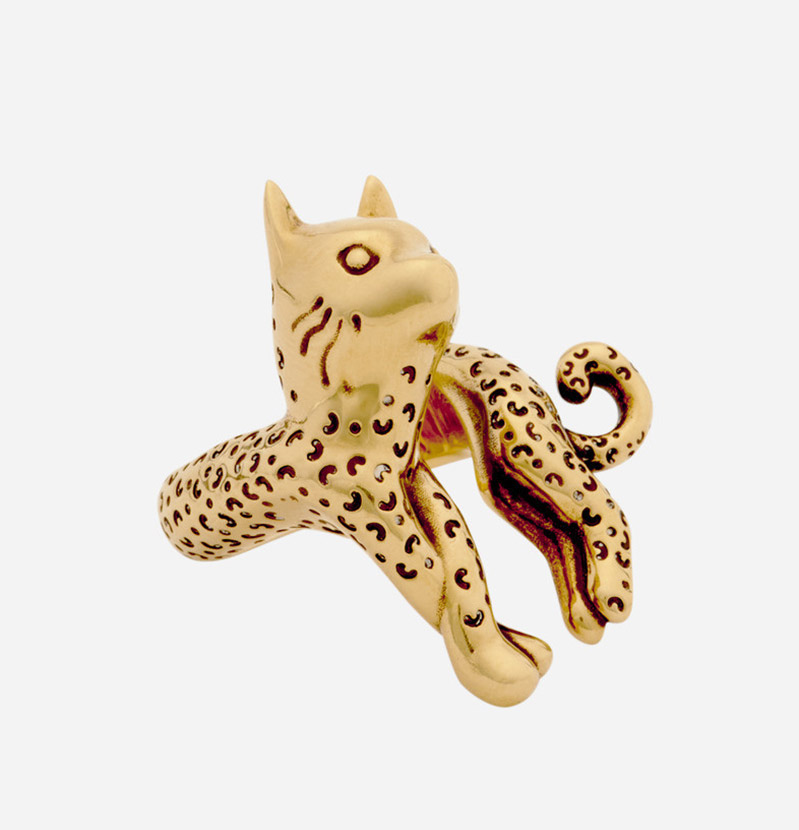 Lanvin Brass Cat Ring