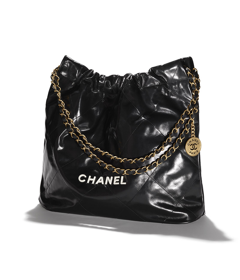 chanel logo purse black