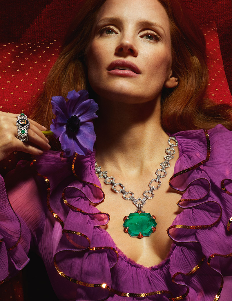 Jessica Chastain In Gucci Jewelry Collection Campaign