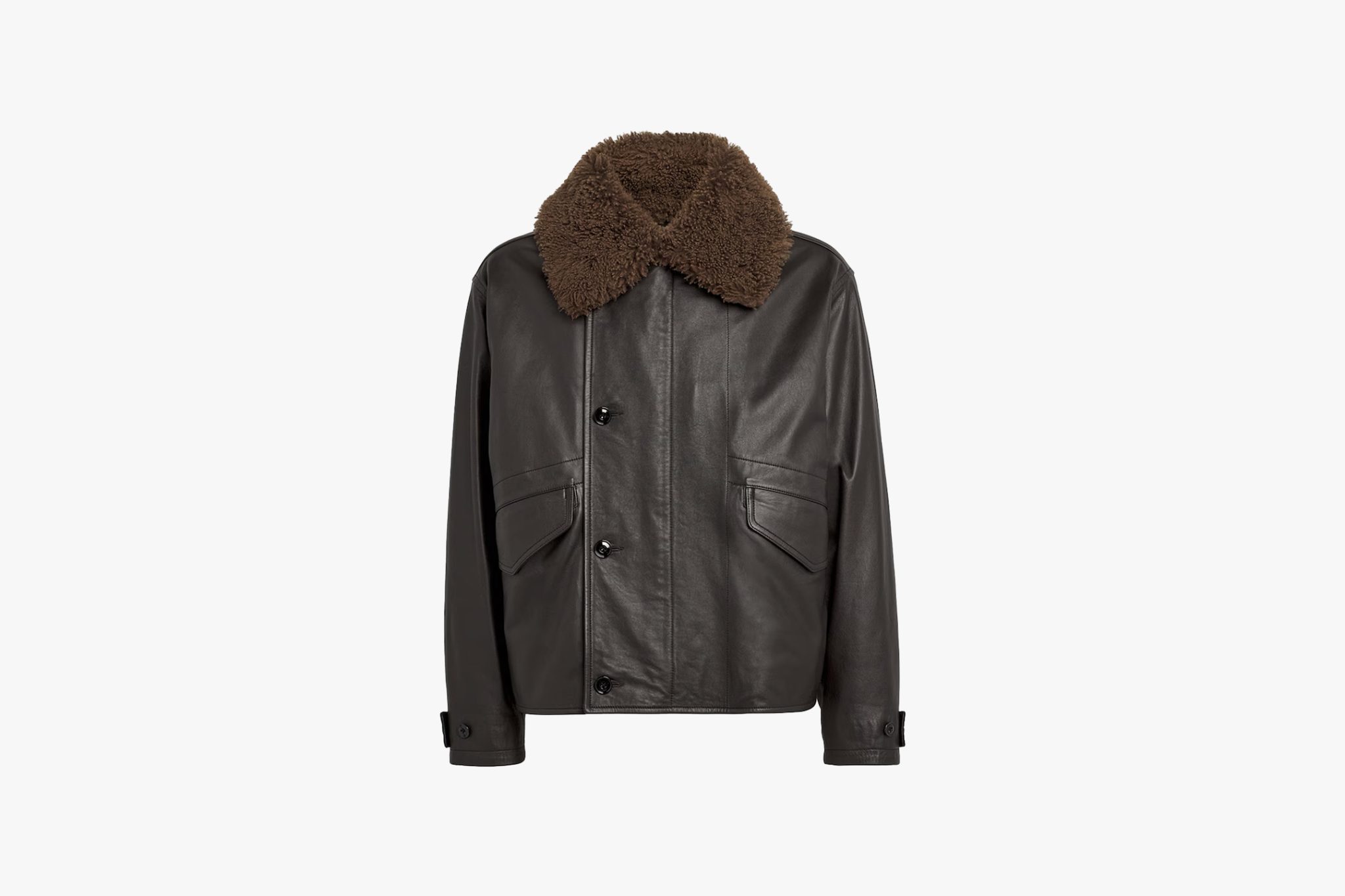 Lemaire Brown Quilted Leather Jacket