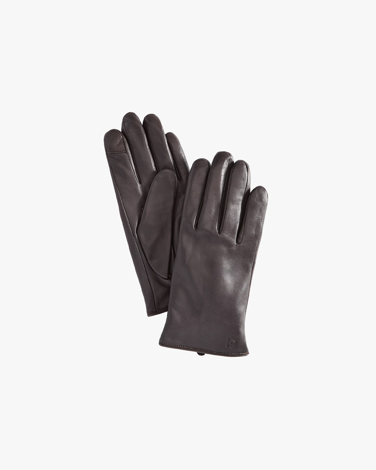 Cole Haan Leather Cashmere Blend Lined Basic Tech Tip Gloves