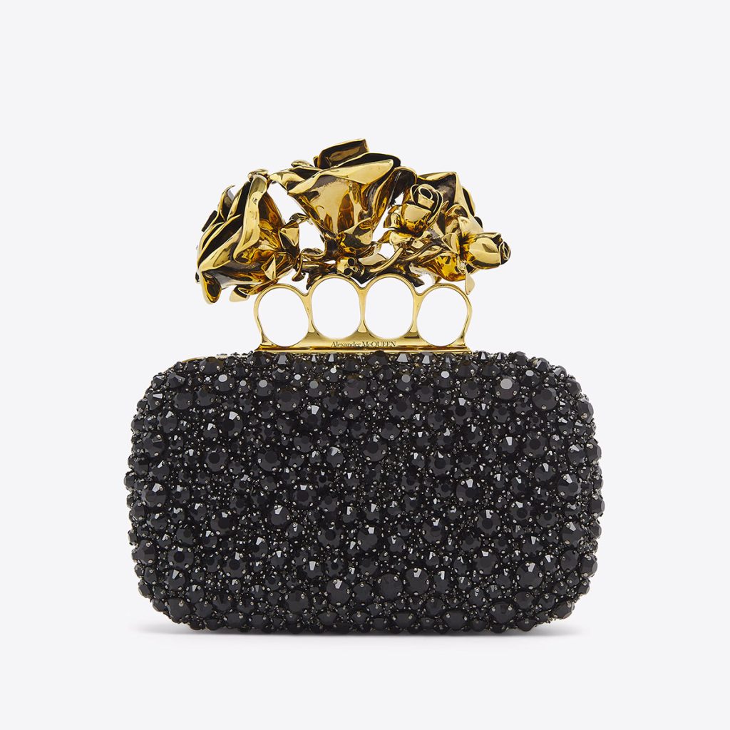 Alexander McQueen Rose Knuckle Clutch in Black