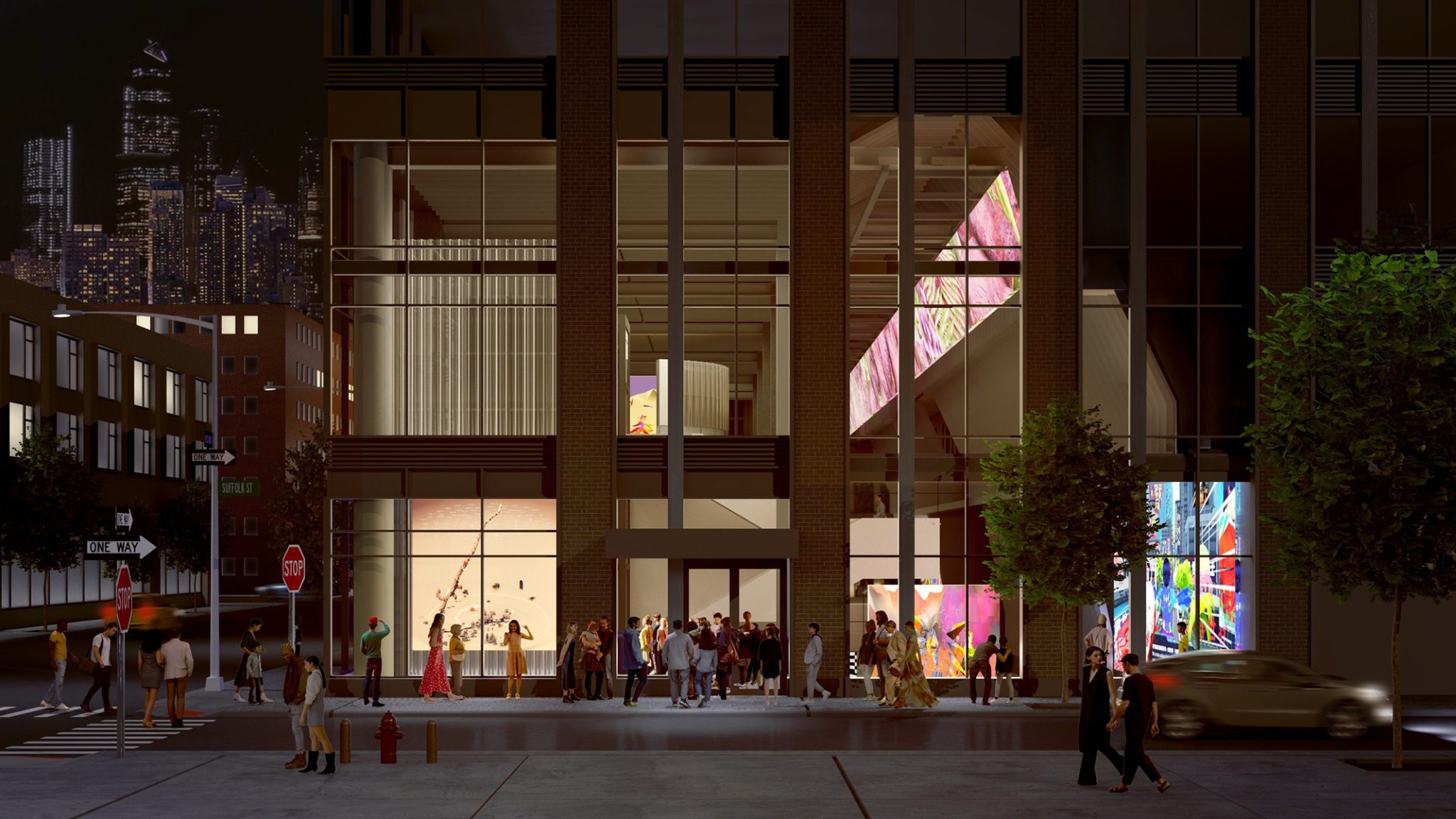 Rendering of CANYON by New Affiliates. Featuring installation views of works (clockwise) by Ian Cheng, Rebecca Allen, LuYang, and Theo Triantafyllidis | Source: New Affiliates
