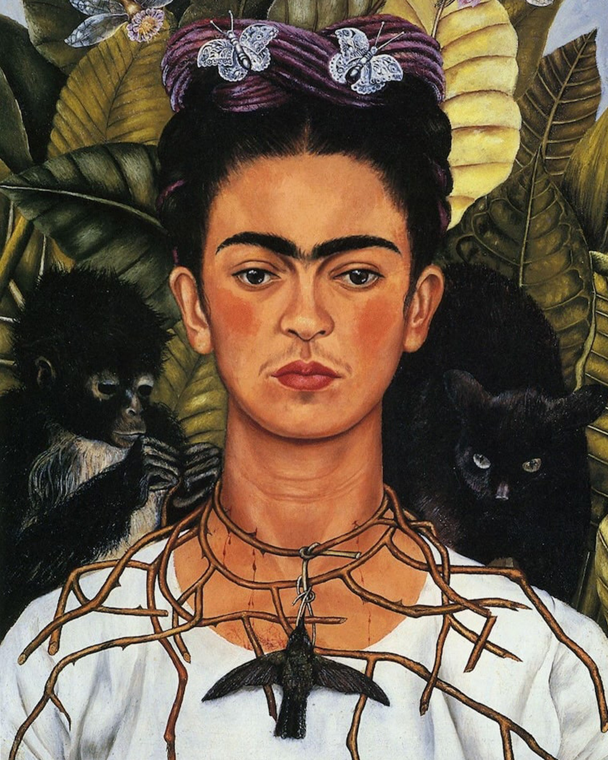 Frida Kahlo's Self-portrait with Thorn Necklace and Hummingbird, 1940 | Source: Museo Frida Kahlo